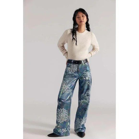 We The Free Lace Luster Tinsley Size 26S (short) Printed High Rise Illusions NWT - Picture 2 of 4